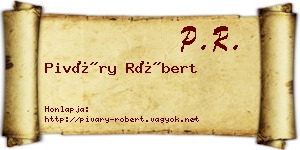 Piváry Róbert névjegykártya